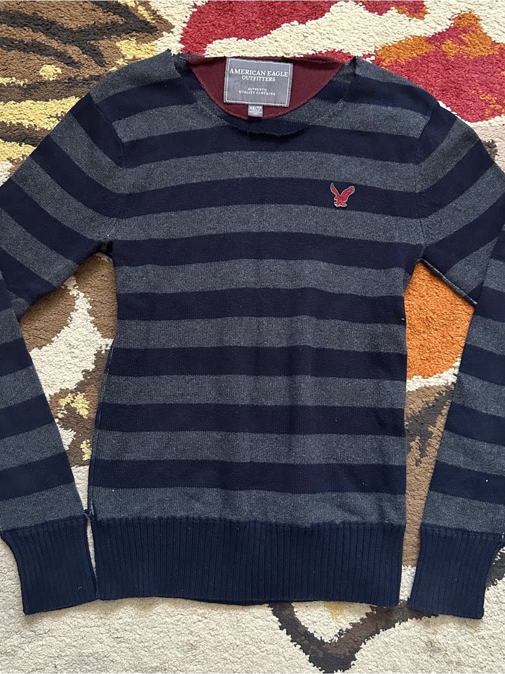 American Eagle Striped Cotton Wool Sweater | Size XS - Picture 2 of 8